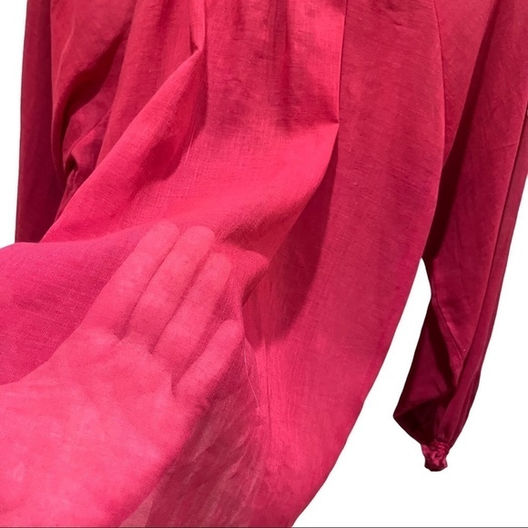 Vintage St. Michael 80’s Semi Sheer Cotton Blend Smocked Blouse Round Collar 10 - Picture 7 of 11